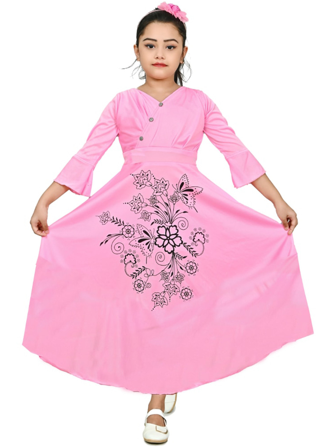 BAESD Pink Floral Satin Maxi Dress