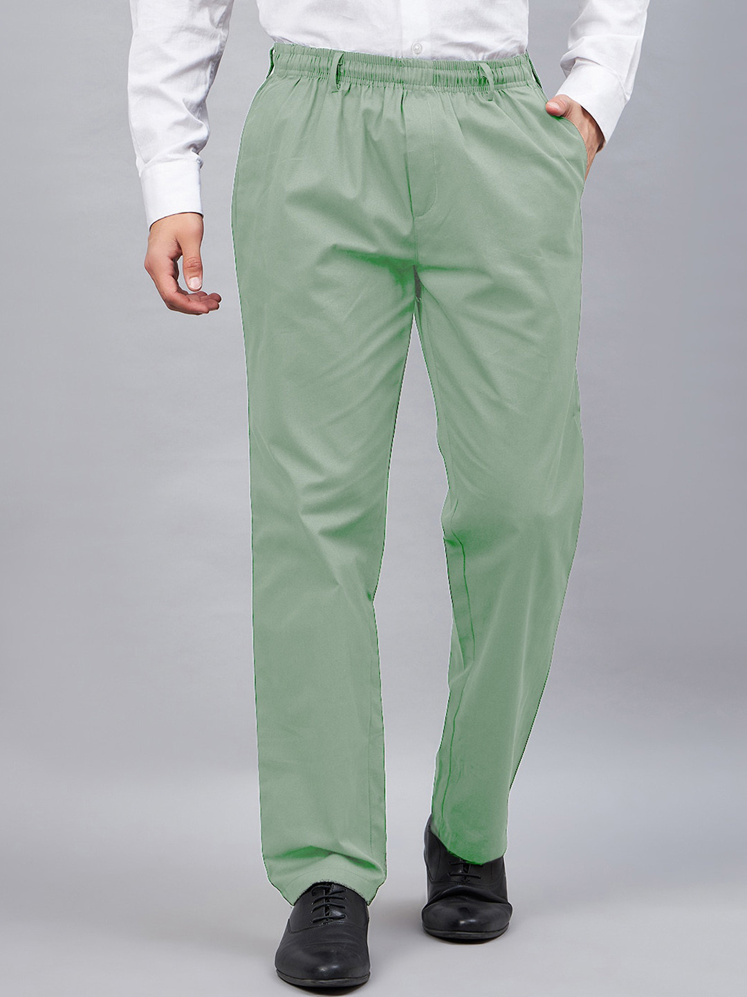 CHROME & CORAL Men Relaxed Regular Fit Easy Wash Pure Cotton Formal Trousers