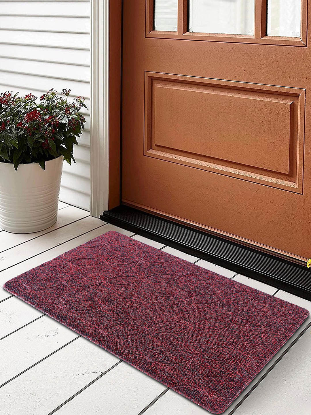 OBSESSIONS Rust Brown Printed Anti-Skid Doormat