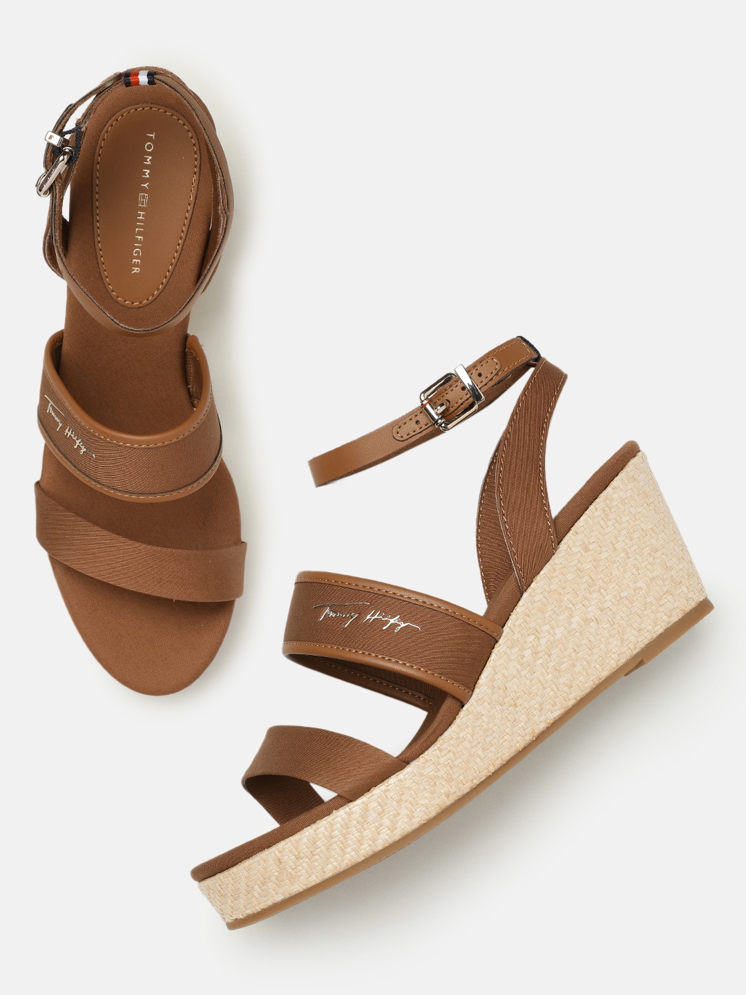 Tommy Hilfiger Solid Multi Strap Wedge Sandals