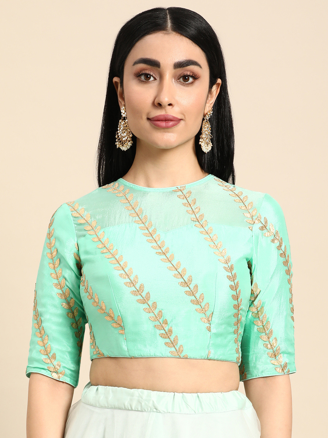 Ethnovog Embroidered Chiffon Saree Blouse