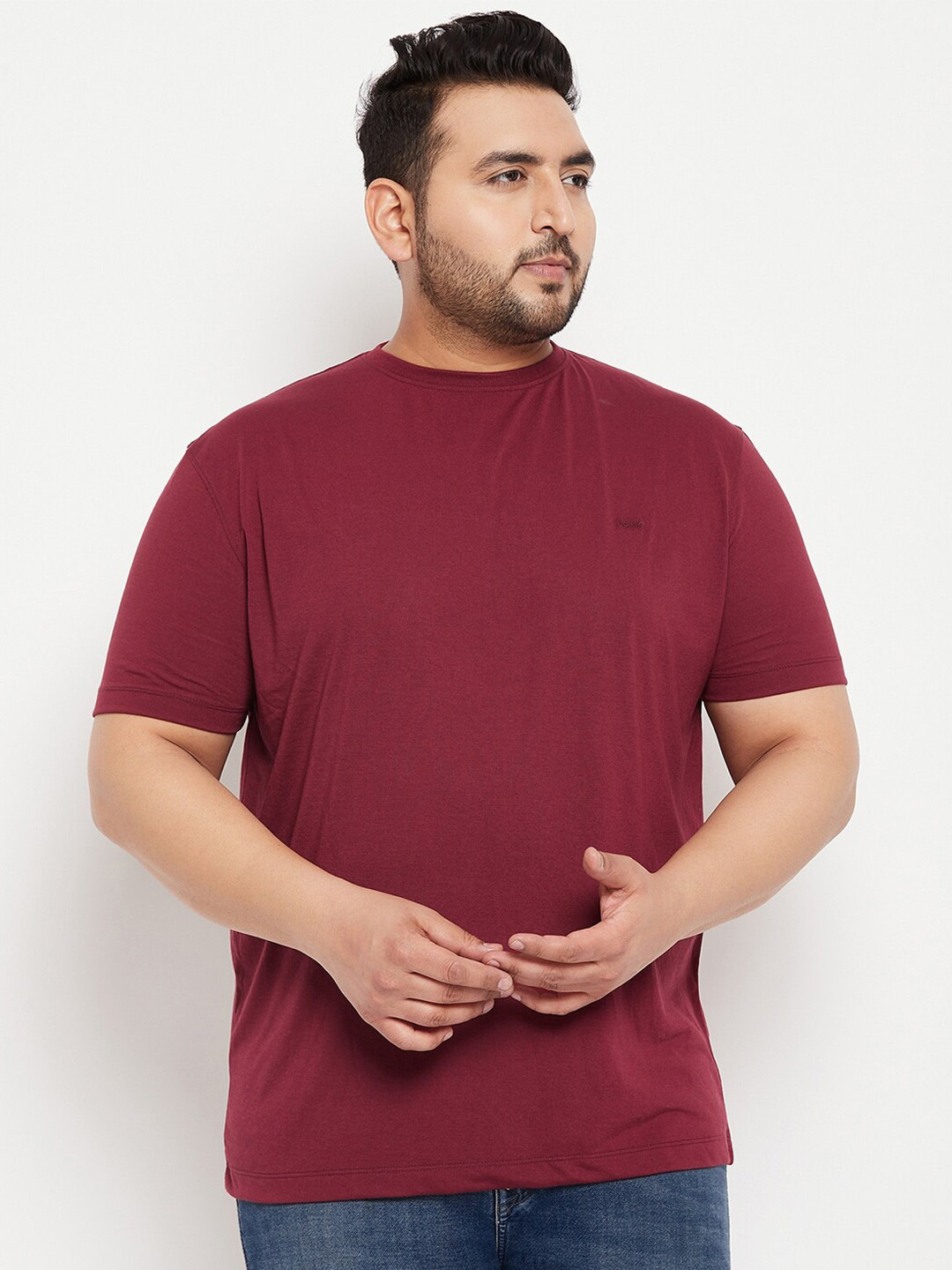 Adobe Plus Size Round Neck Cotton T-Shirt