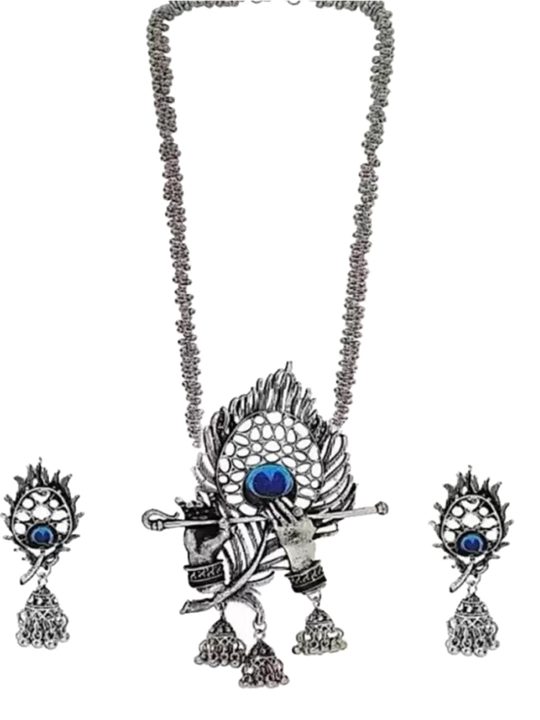 Samridhi DC Set of 2 Silver-Plated Oxidised Jewellery Set With Maangtika