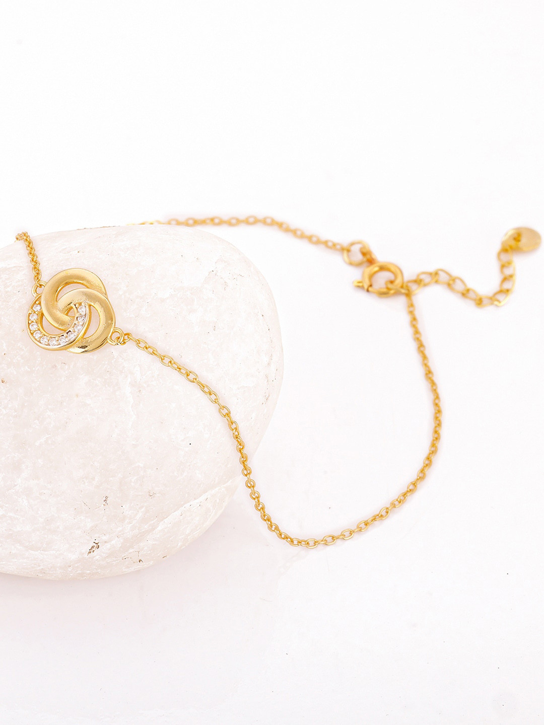 GIVA 925 Sterling Silver Gold-Plated Knot Charm Anklet