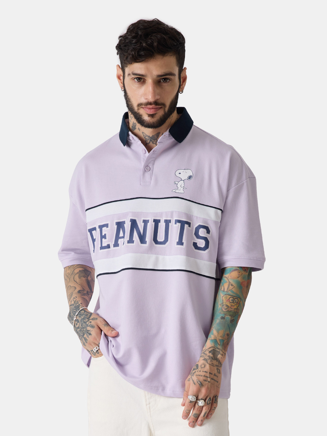 The Souled Store Official Men Peanuts: Snoopy Multicolor Oversized Fit Polos