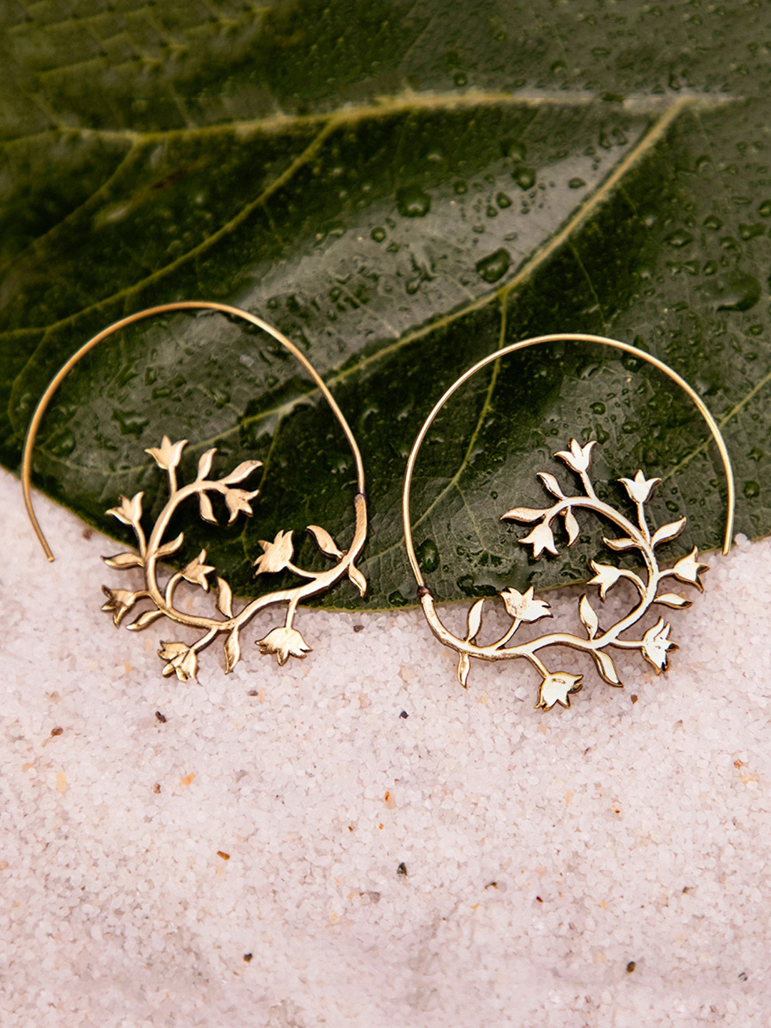 Studio One Love Brass-Plated Contemporary Hoop Earrings