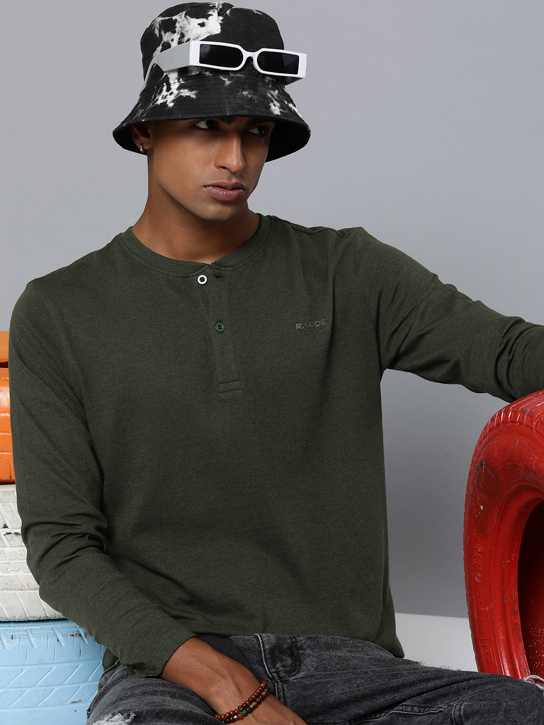 R Code by The Roadster Life Co Men Henley Neck T-shirt