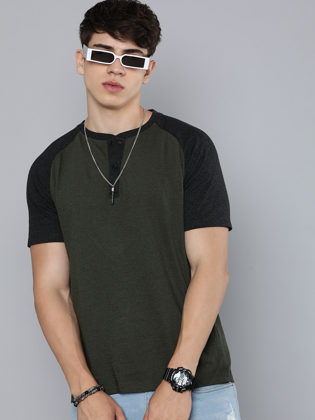 R Code by The Roadster Life Co Men Henley Neck T-shirt