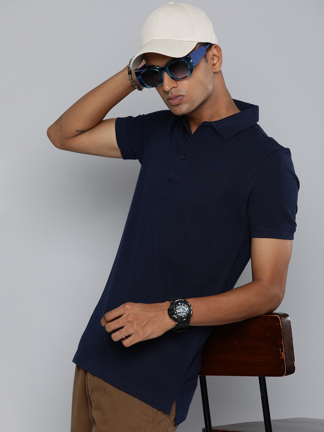 R Code by The Roadster Life Co Men Polo Collar T-shirt