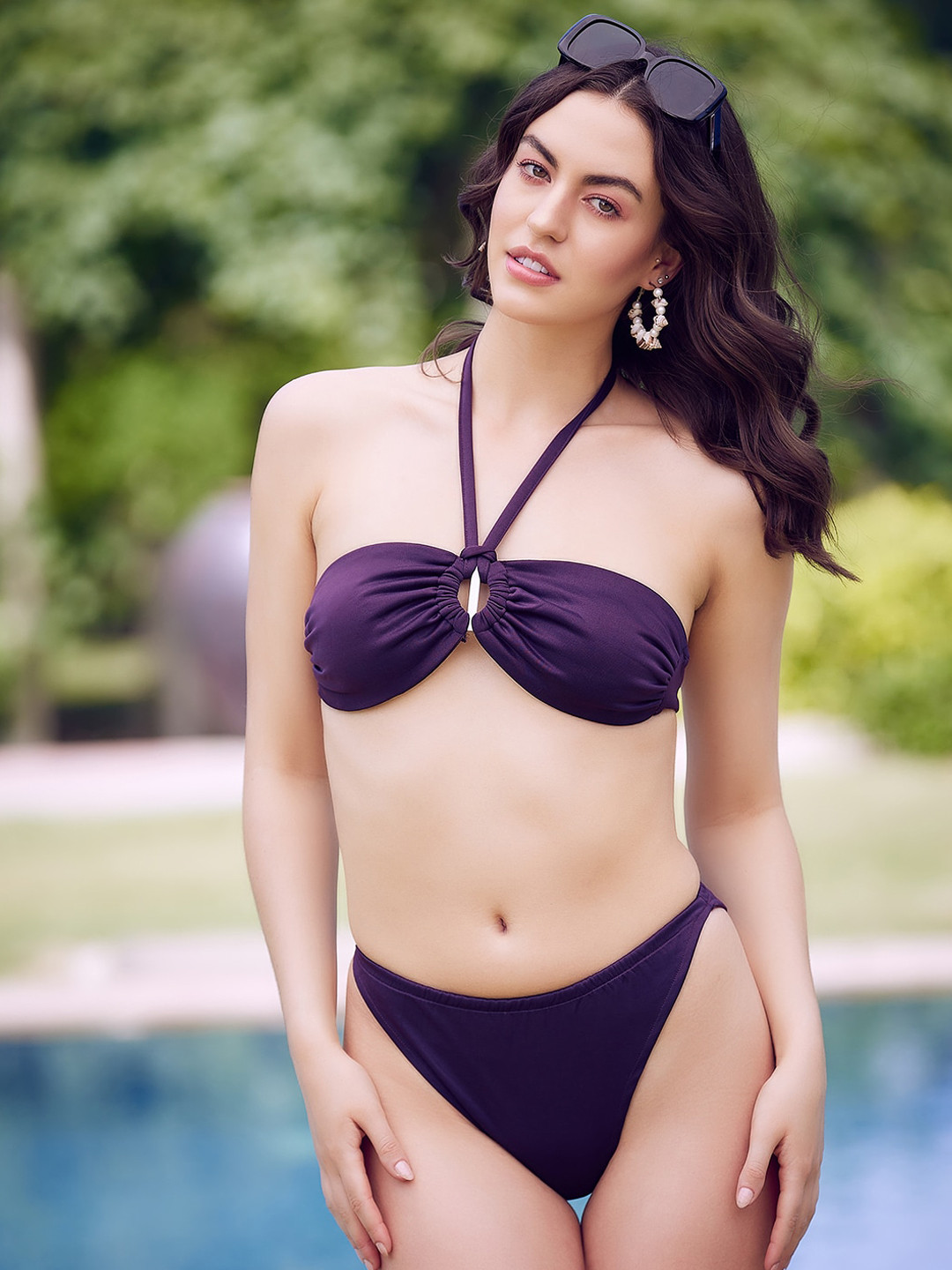 Athena Purple Halter Neck Padded Swim Bikini Set