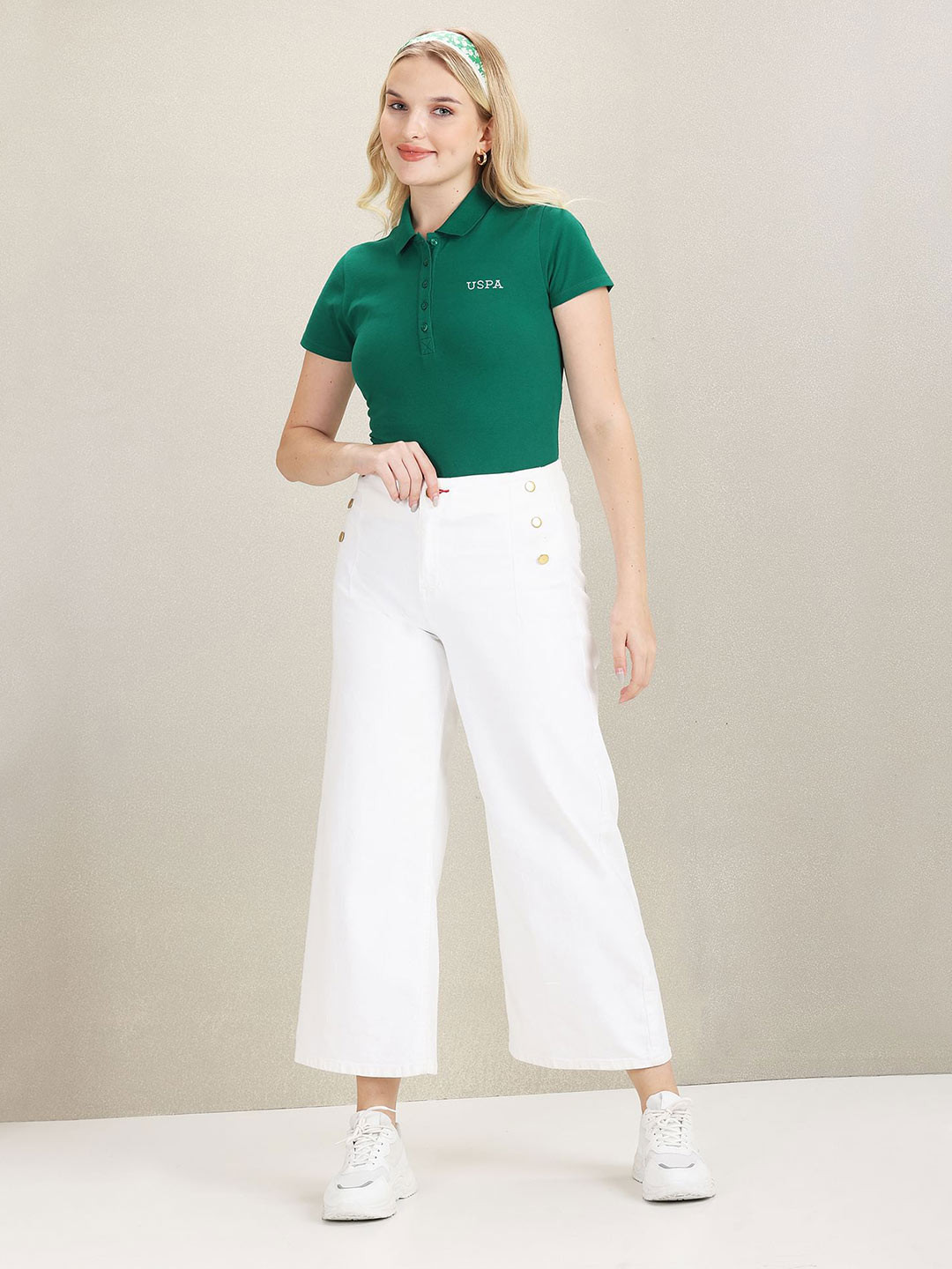 U.S. Polo Assn. Women Polo Collar Regular Fit T-shirt