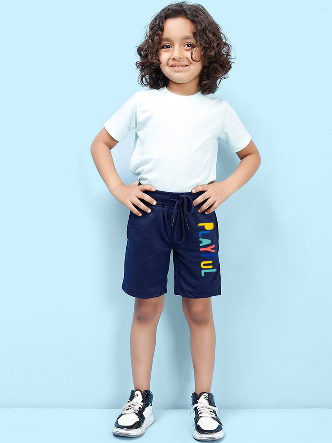 NUSYL Boys Mid Rise Typography Printed Shorts