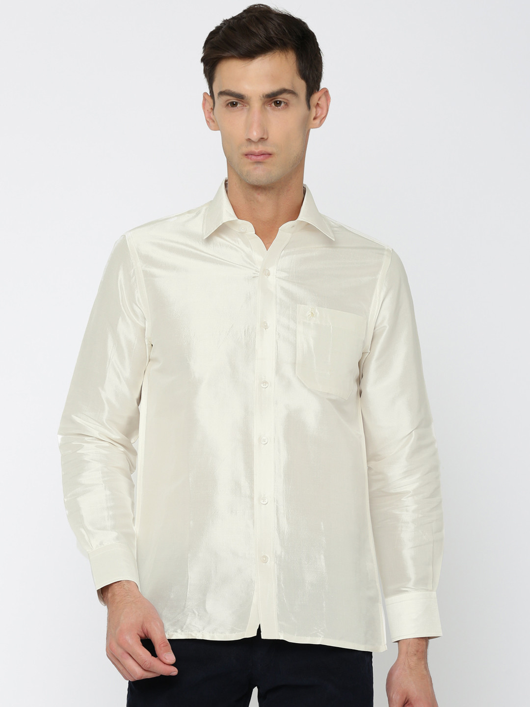 Khoday Williams Men Off-White Slim Fit Solid Party Shirt