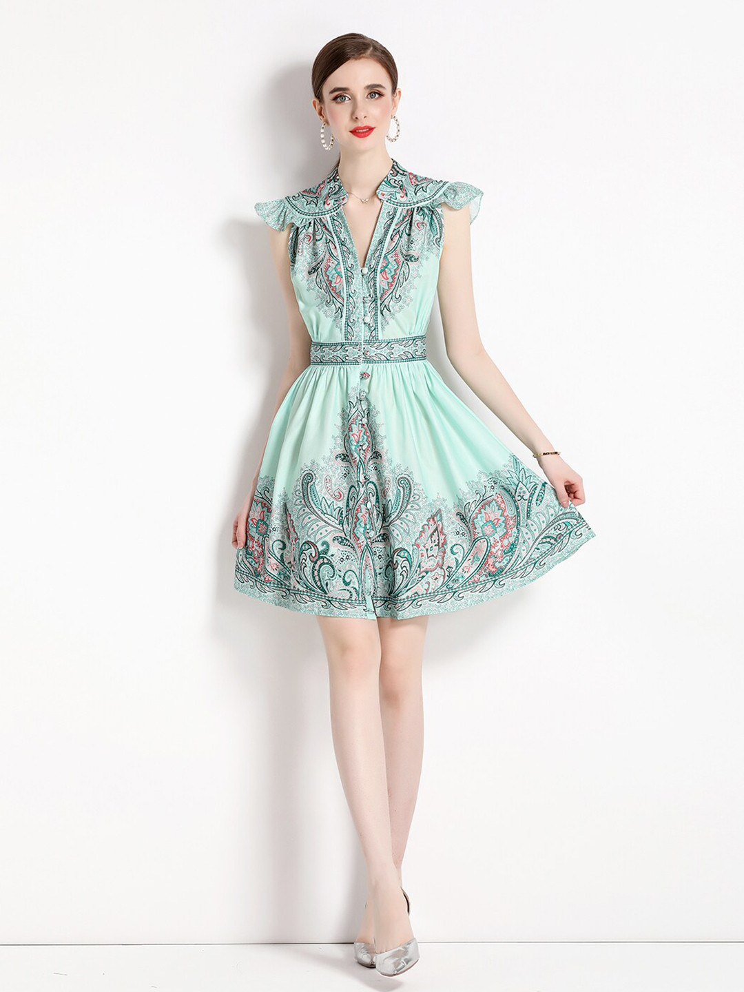 JC Collection Floral Printed Gathred Or Pleated Fit & Flare Dress