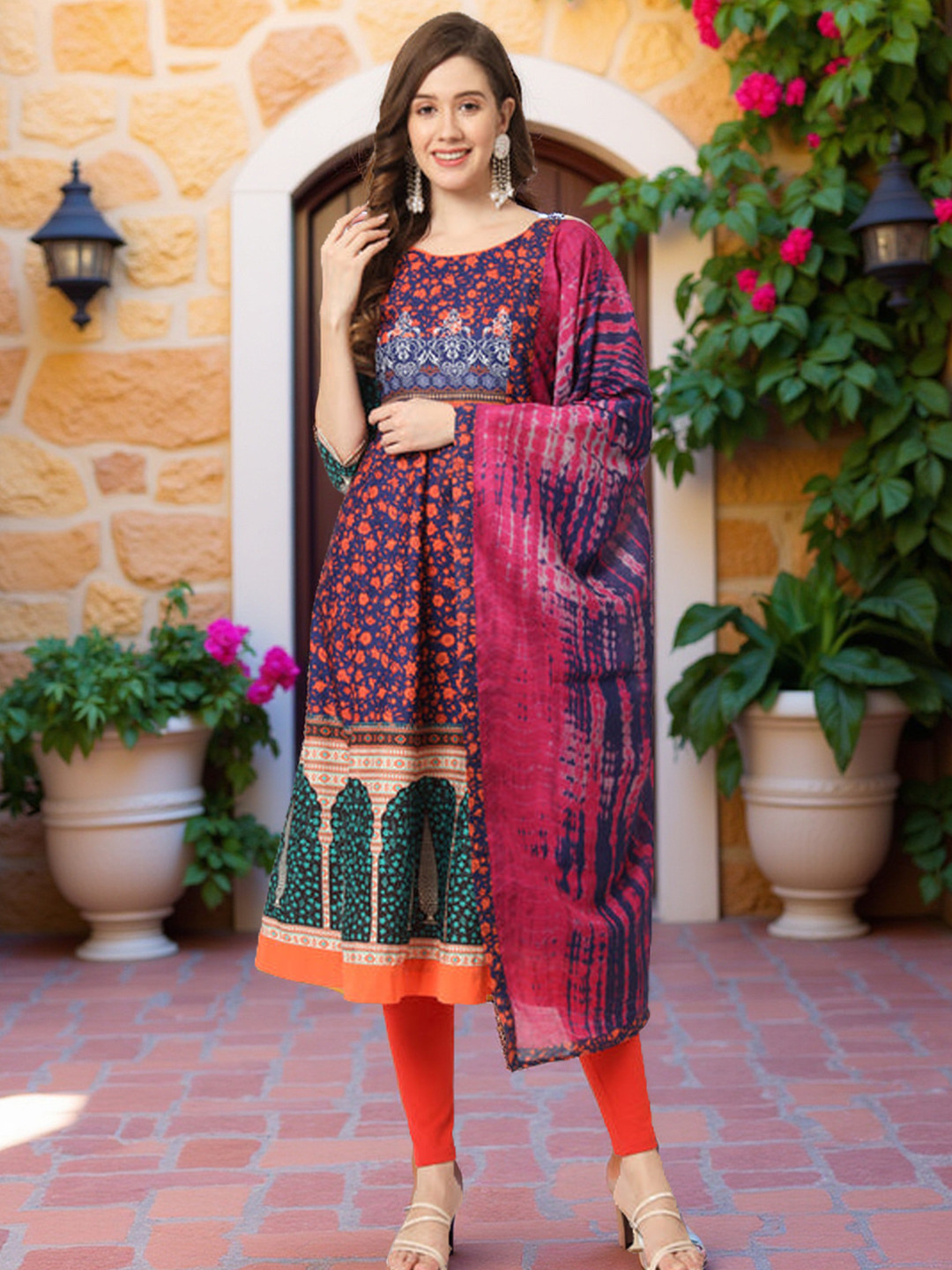 Pannkh Flloral Printed Kurta with Dupatta