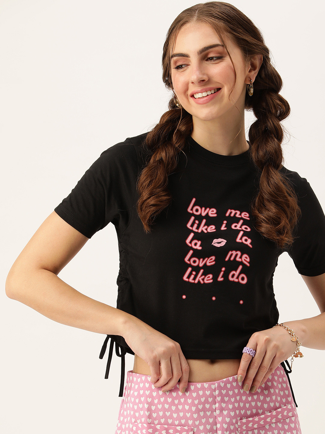 FOREVER 21 Printed Crop Top With Tie Up Detailing