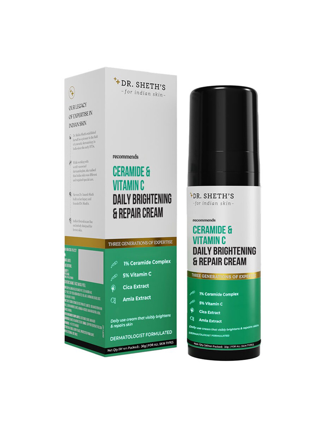DR. SHETHS Ceramide & Vitamin C Daily Brightening & Repair Cream with Amla Extract - 30g