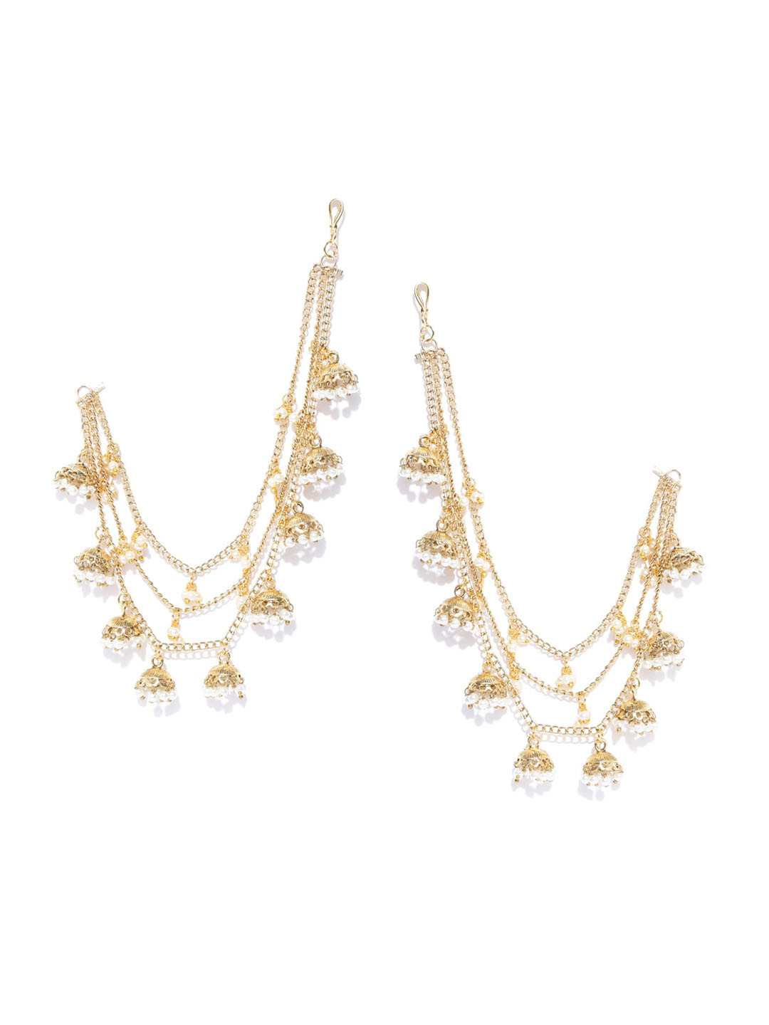 Anouk Gold-Toned & White Gold-Plated Contemporary Beaded Ear Chains