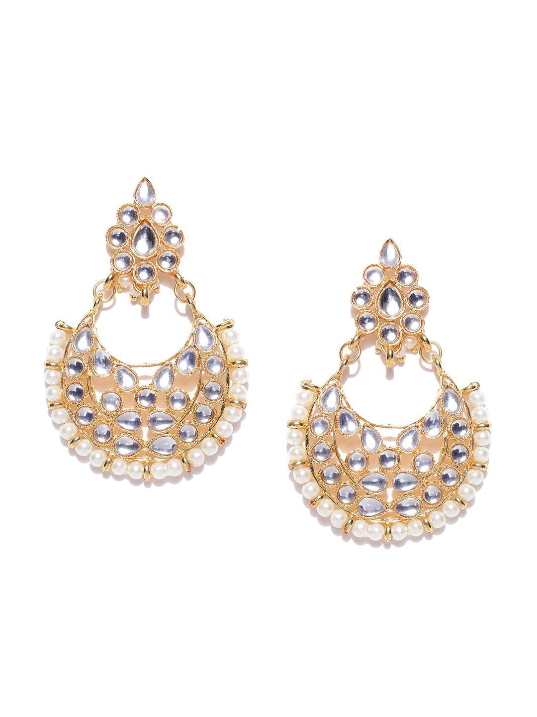 Anouk Gold-Toned & White Gold-Plated Contemporary Chandbalis Earrings