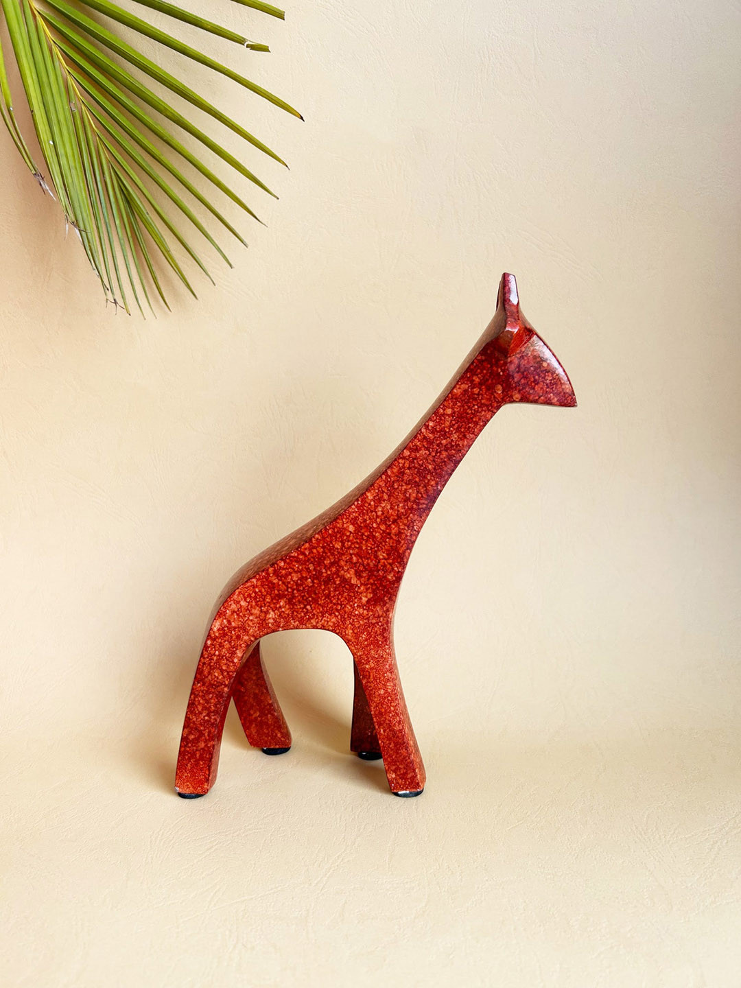 Folkstorys Rudra Giraffe Red Metal Metallic Living Room Medium Showpiece - 8.5 Inches