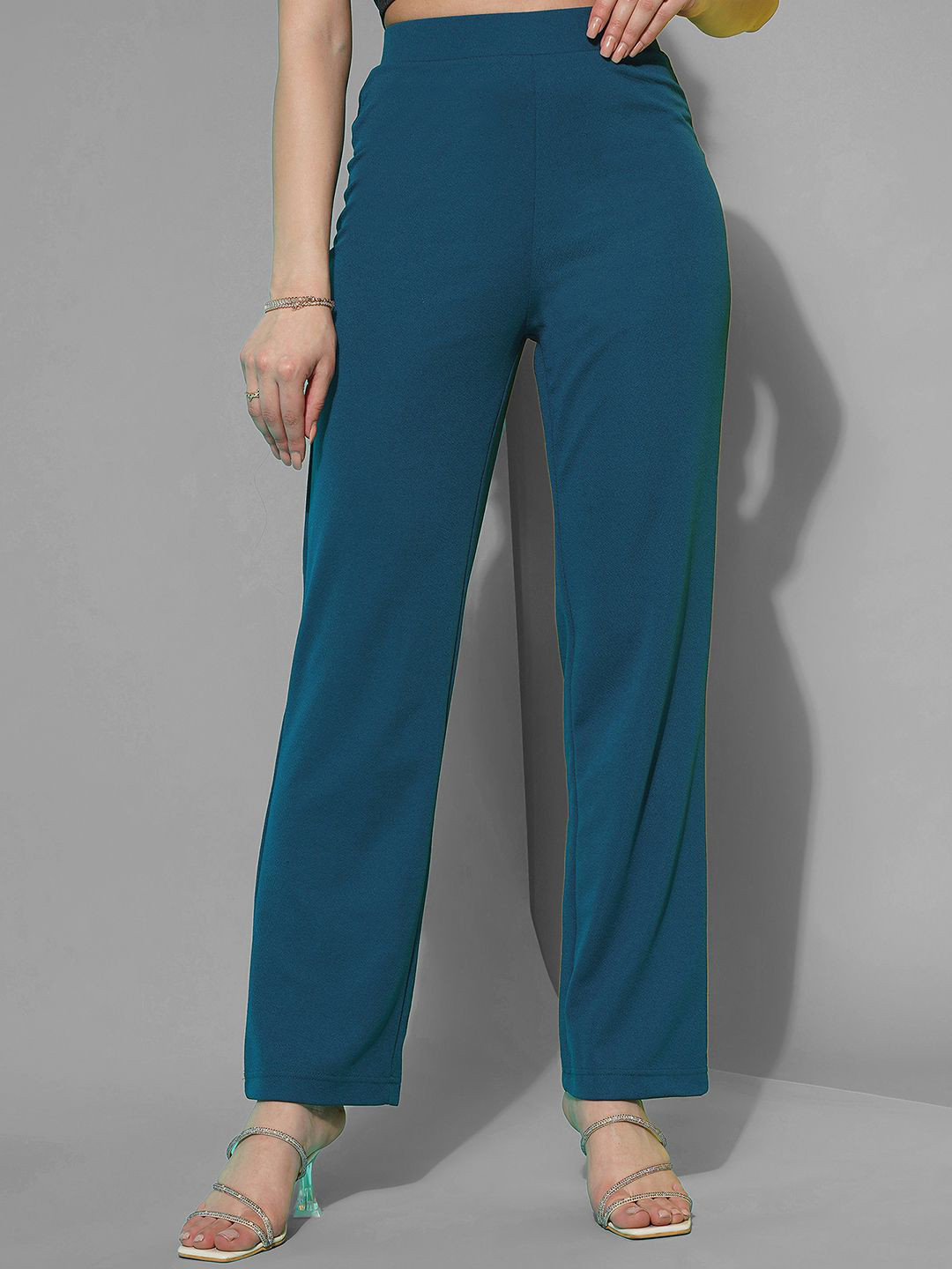 Selvia Women Mid-Rise Easy Wash Lycra Parallel Trousers
