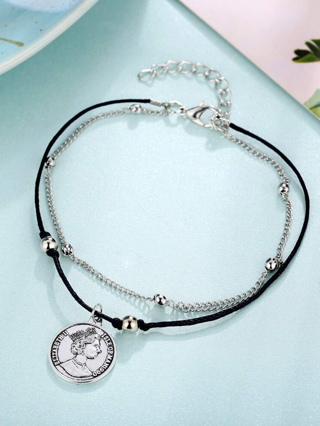 Shining Diva Fashion Silver-Plated Chain Anklet