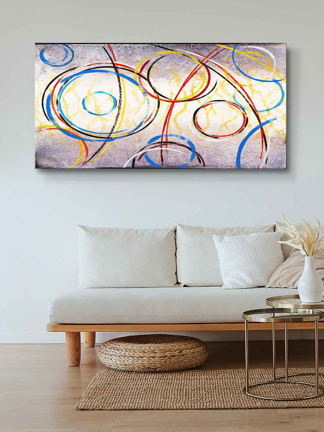 999Store Purple & Blue Abstract Canvas Painting Framed Canvas Wall Art