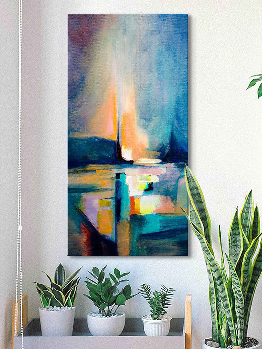 999Store Blue Canvas Wall Living Room Rectangle Potrait Paintings Wall Art -1.21 x 23.62In