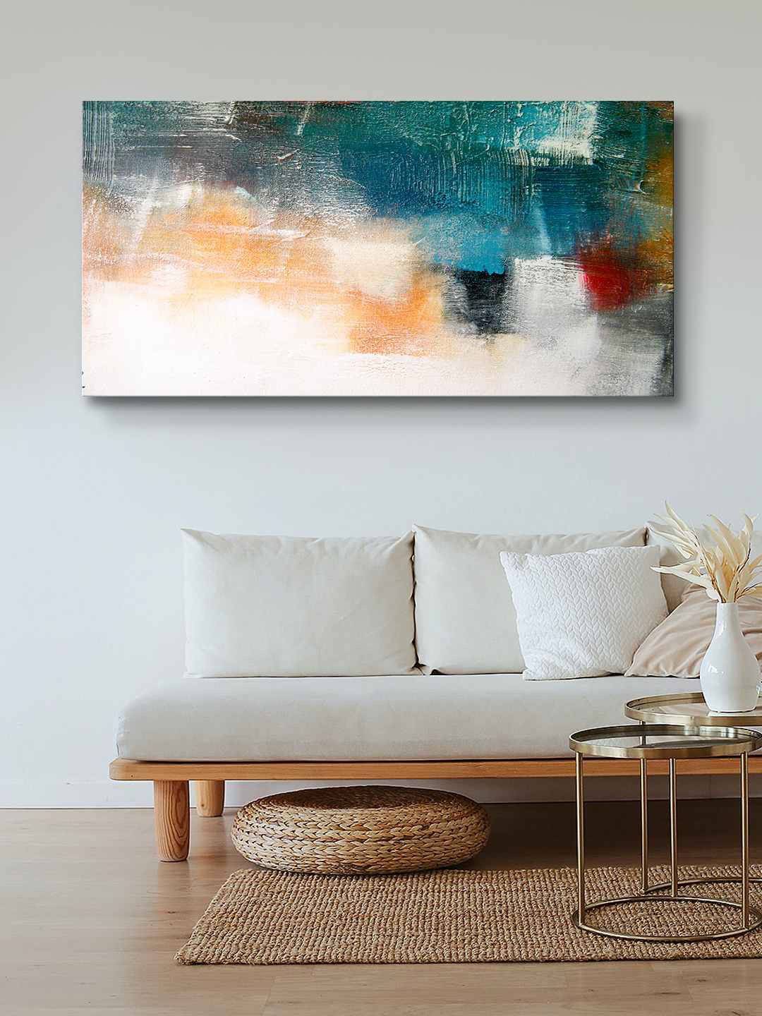 999Store Blue & Beige Abstract Wall Art Painting