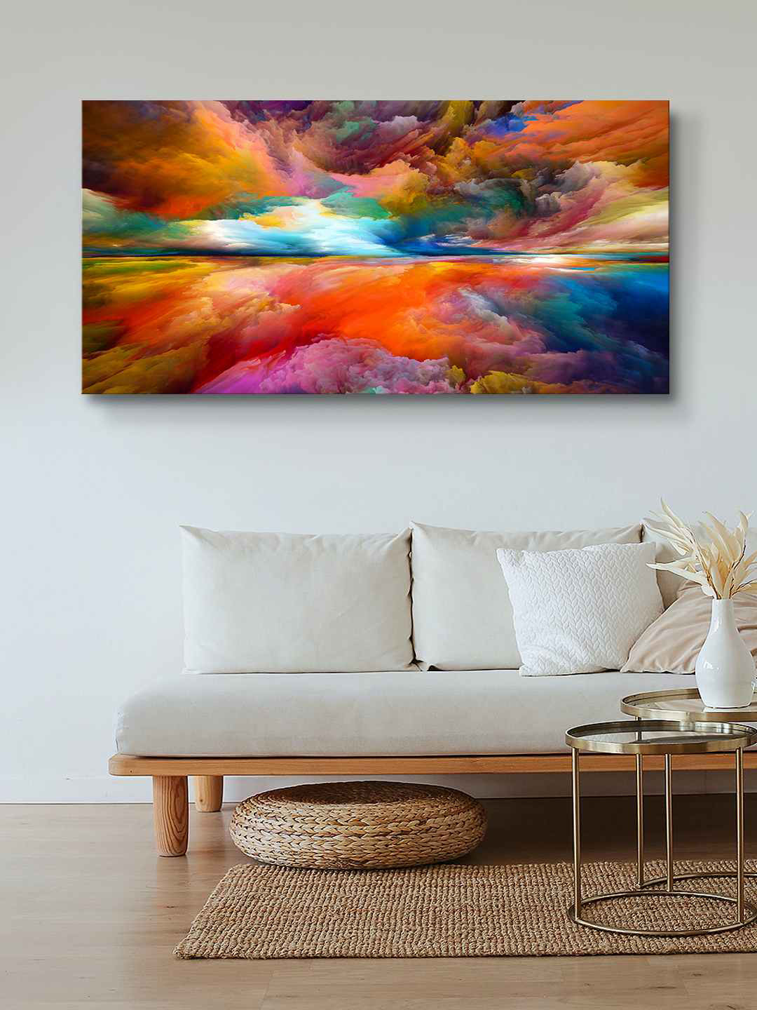 999Store Orange & Blue Abstract Painting Canvas Wall Art
