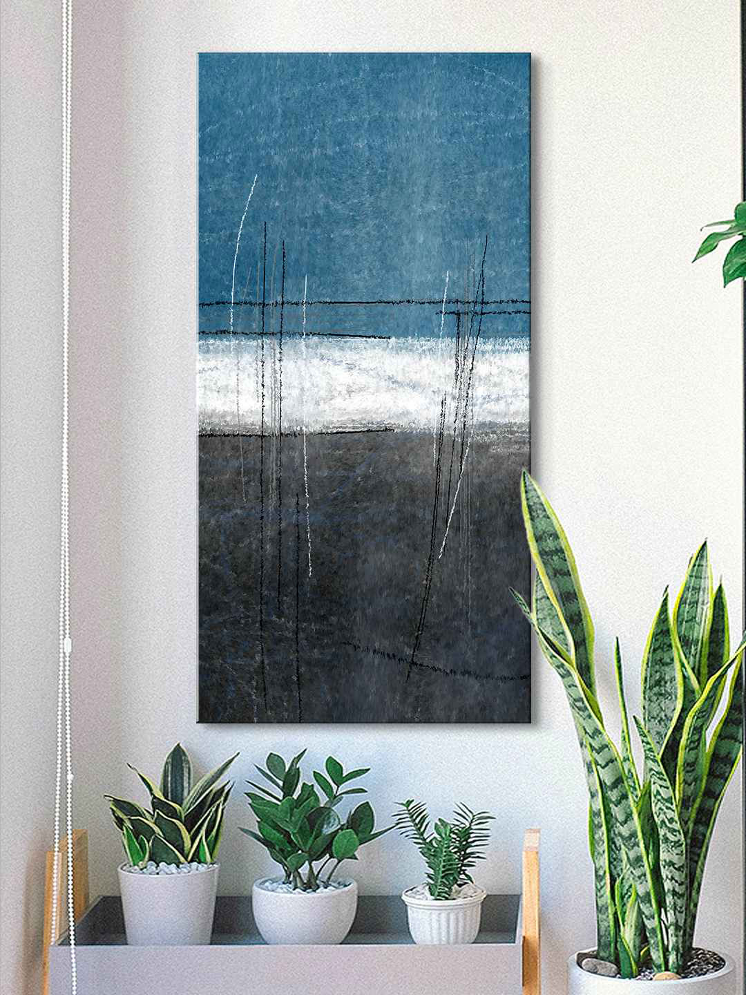 999Store Blue & Black Abstract Painting Canvas Wall Art