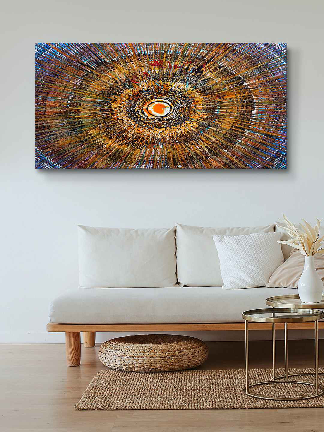 999Store Brown & Yellow Abstract Canvas Wall Art Painting