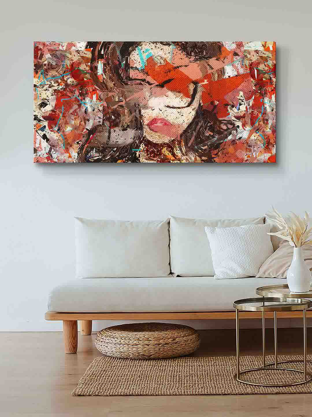 999Store Abstract Lady Canvas Wall Rectangle Paintings Wall Art -48 x 24In