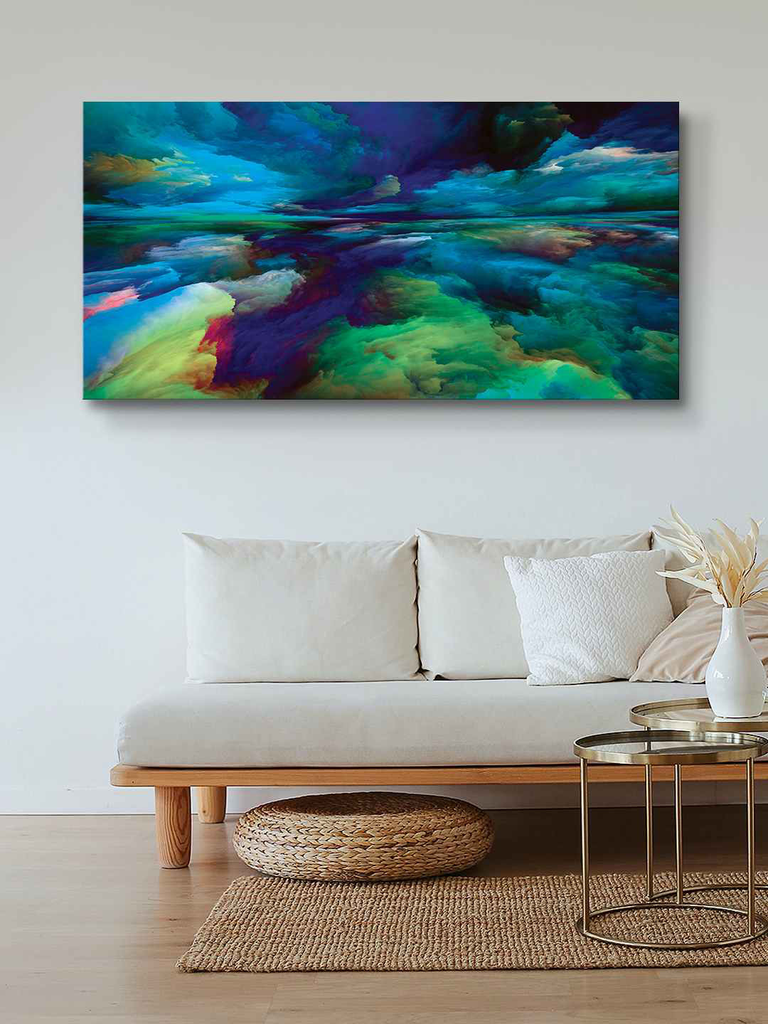 999Store Blue & Purple Abstract Sky Painting Canvas Wall Art