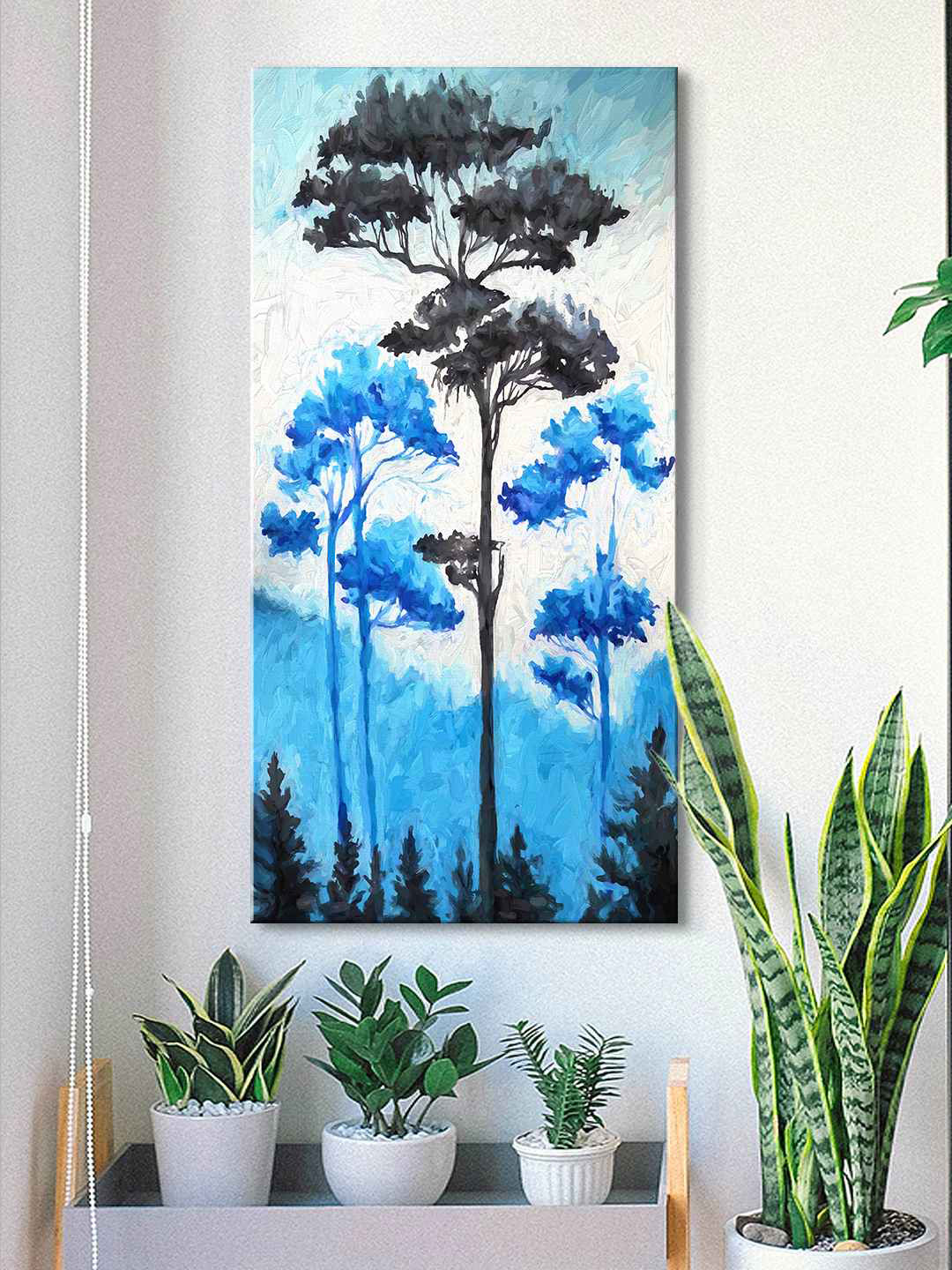 999Store Blue & Grey Abstract Tree Canvas Wall Art Painting