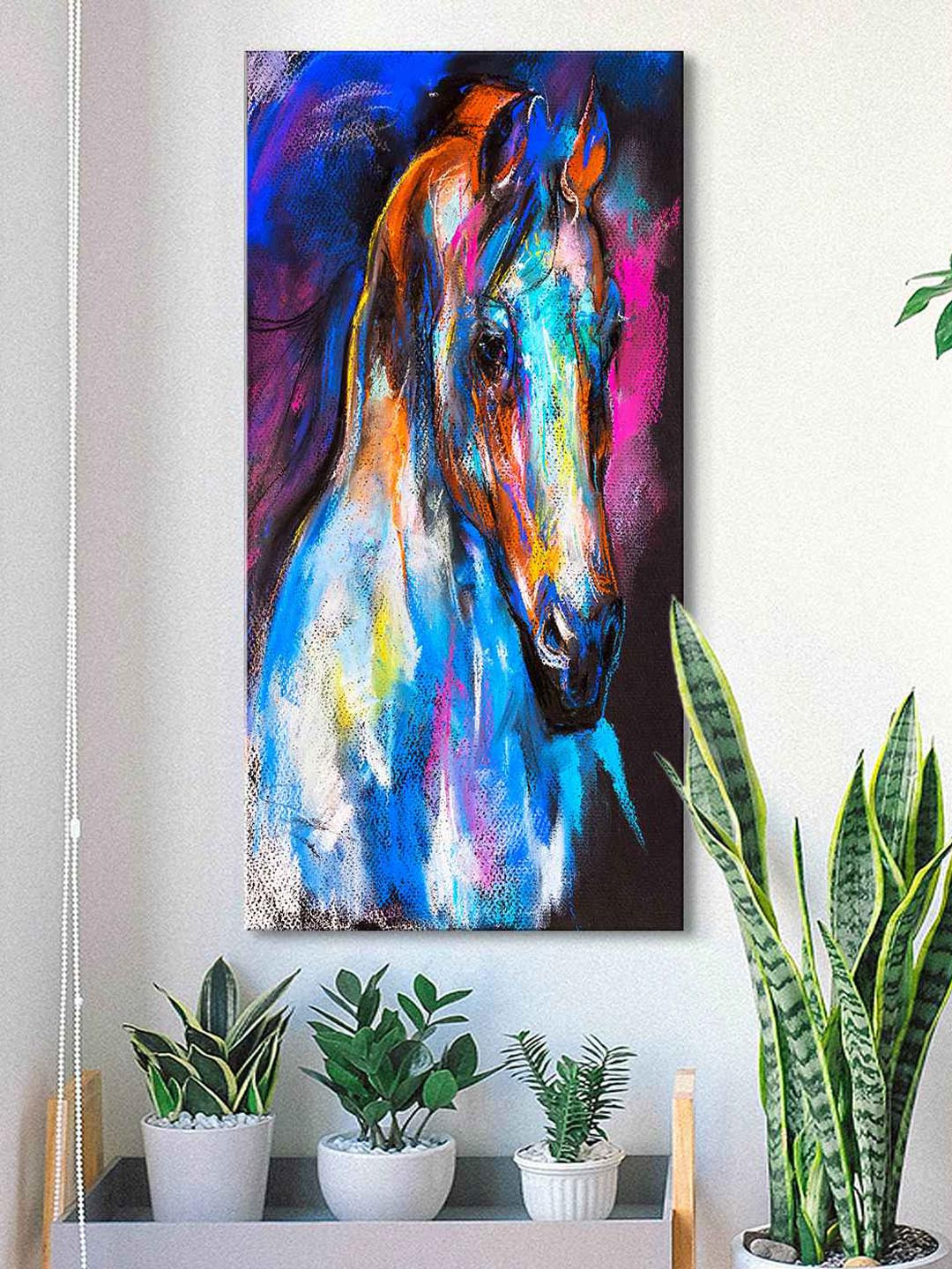 999Store Blue & Pink Abstract Painting Canvas Wall Art
