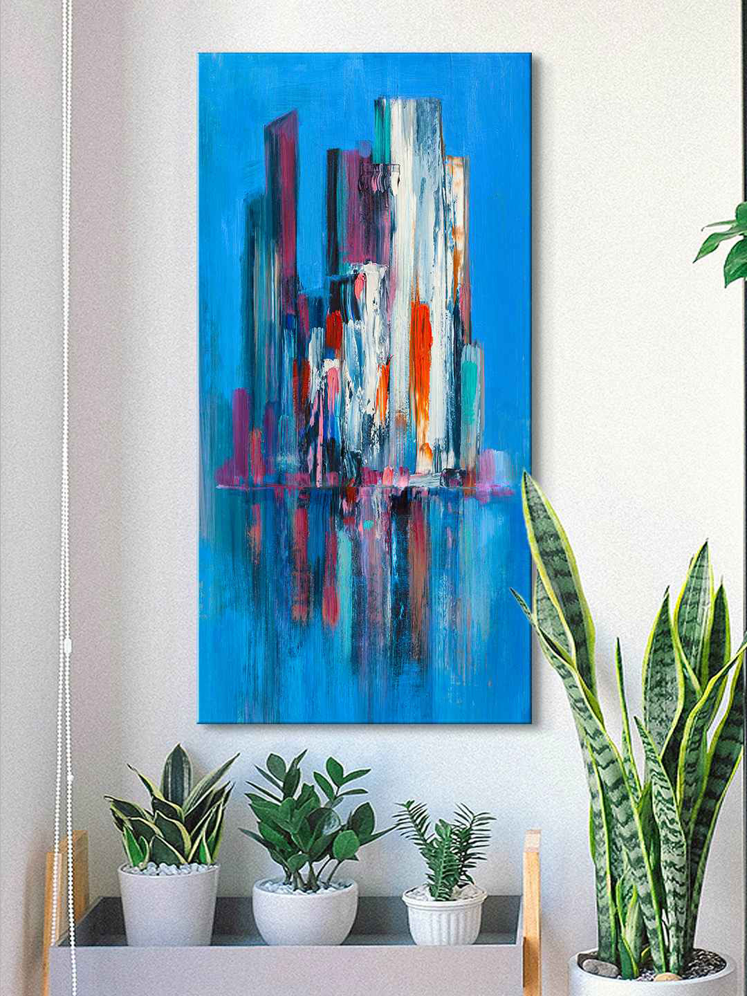 999Store Blue & Red Beautiful Building Painting Wall Art