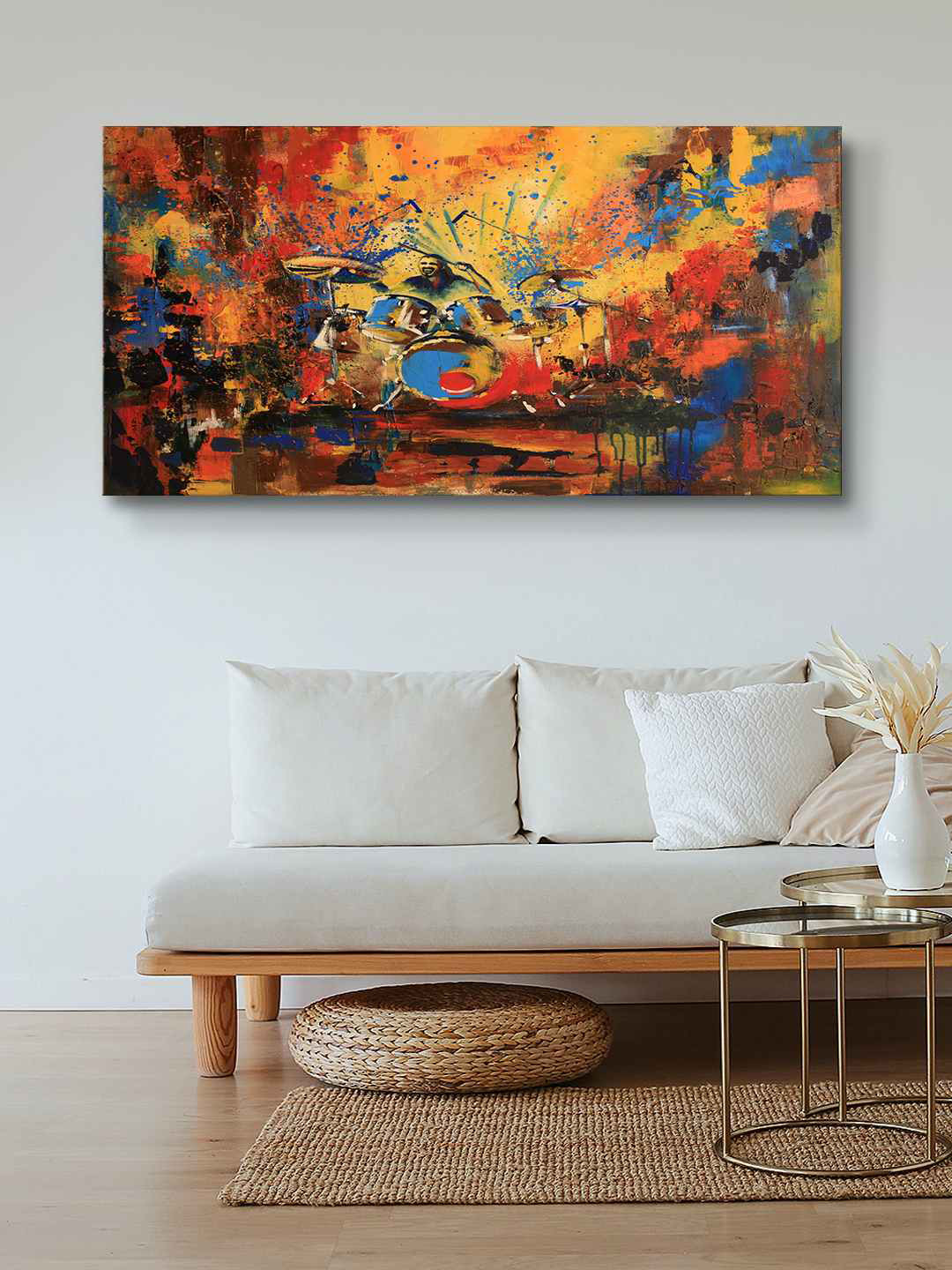 999Store Brown & Yellow Abstract Painting Framed Canvas Wall Art