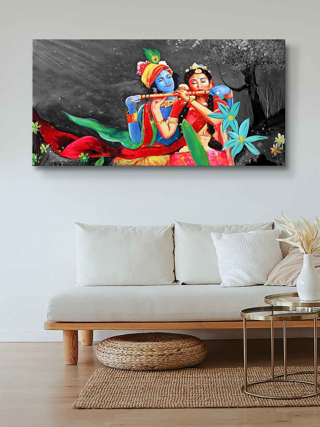 999Store Lovely Radha Krishna Canvas Wall Rectangle Paintings Wall Art 60.96 x 1.21 m