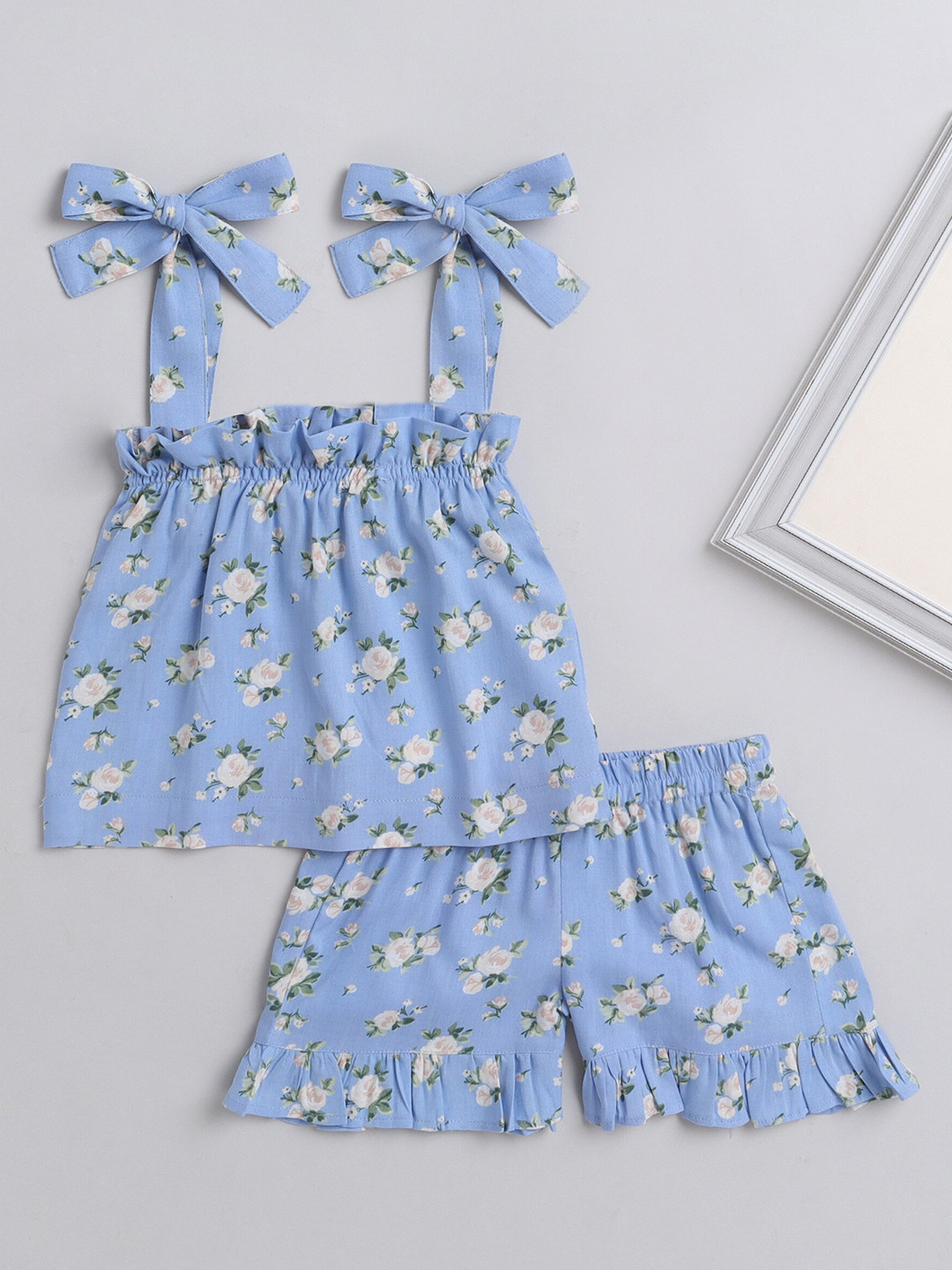 The Magic Wand Girls Floral Printed Top with Shorts