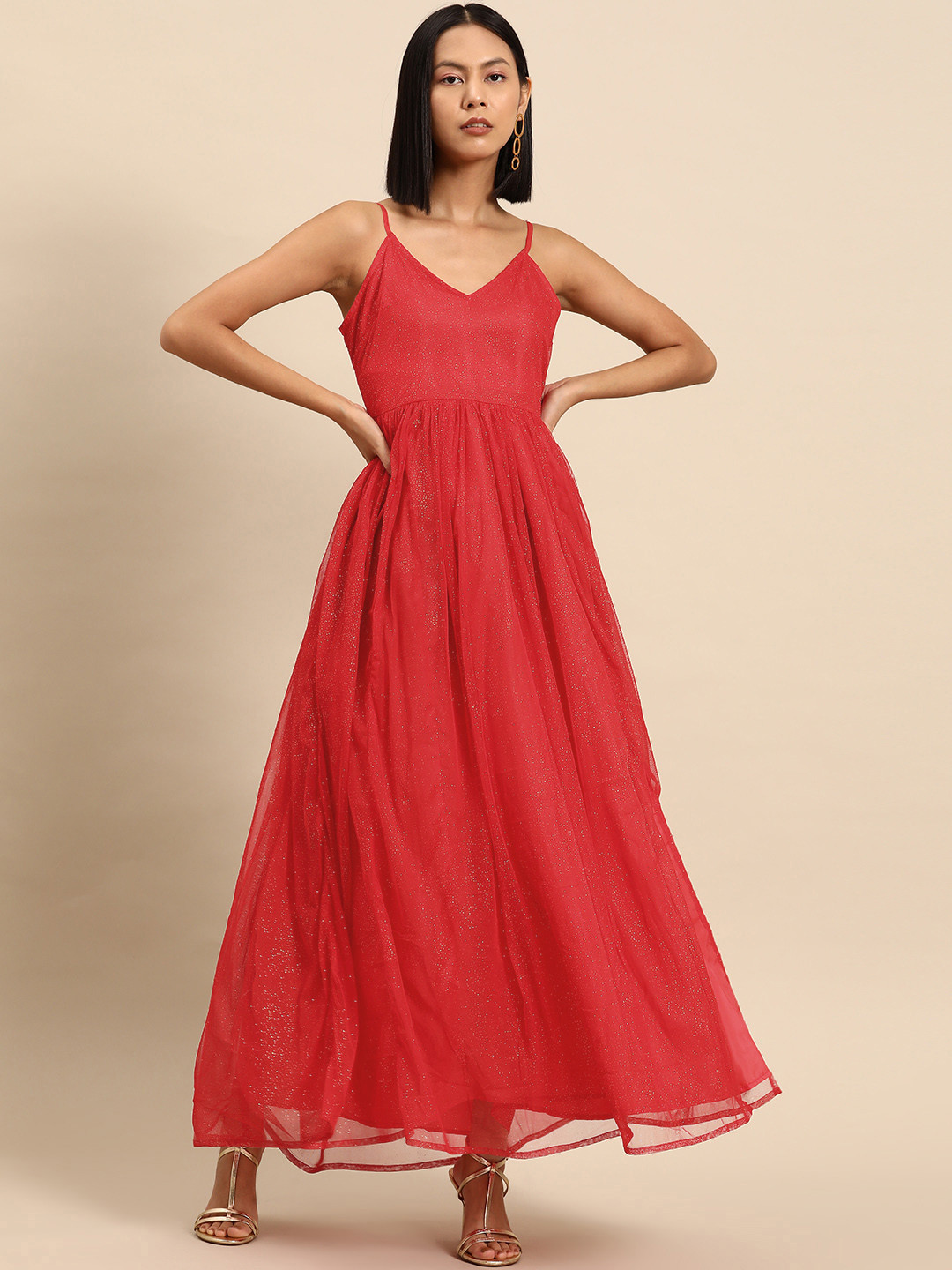 all about you Shoulder Straps Net Maxi Dress