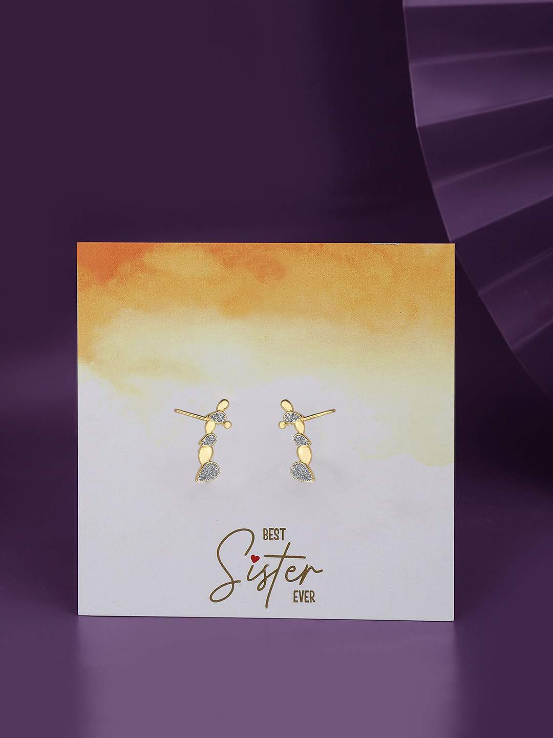 Carlton London Gold-Plated Contemporary Ear Climbers