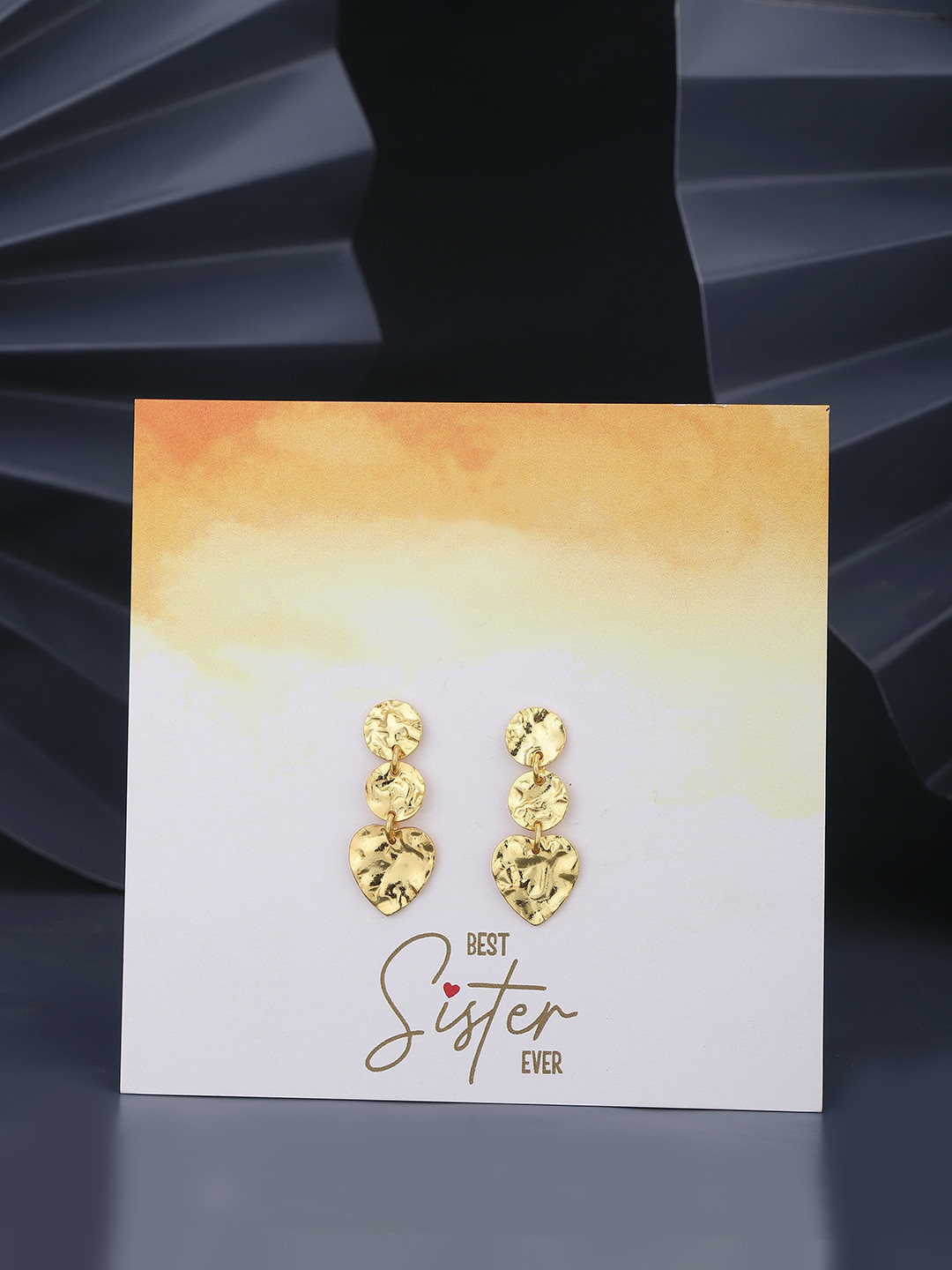 Carlton London Gold-Plating Heart shaped Drop Earrings