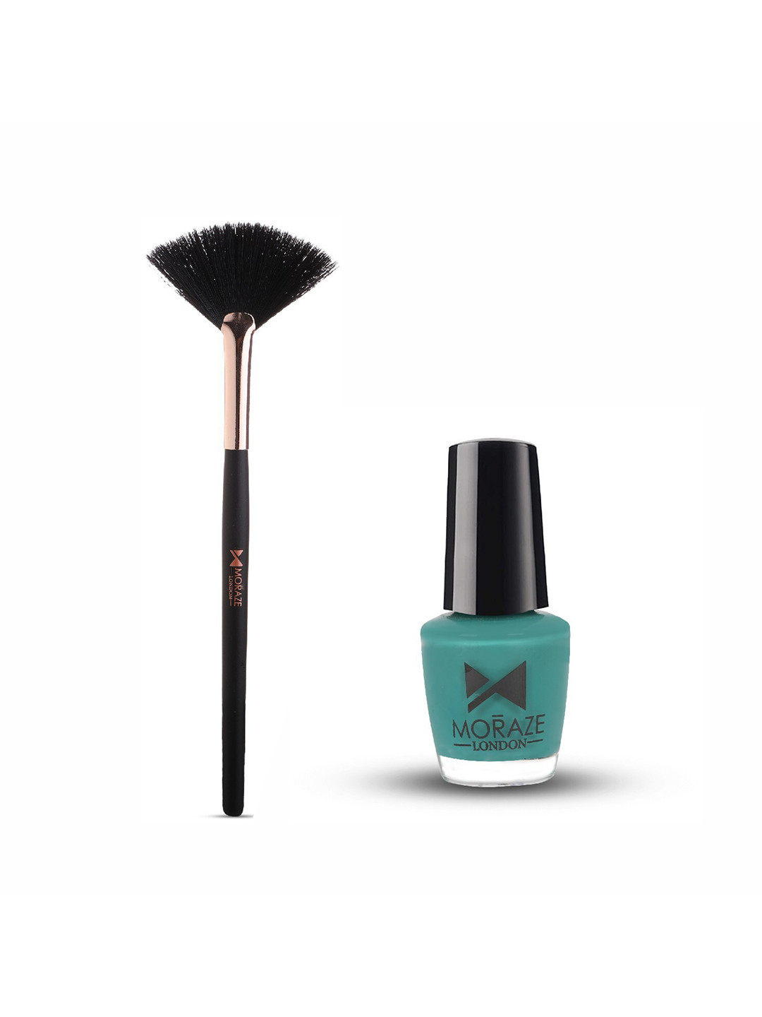 Moraze Set of Fan Brush & Nail Paint - Blue Lagoon