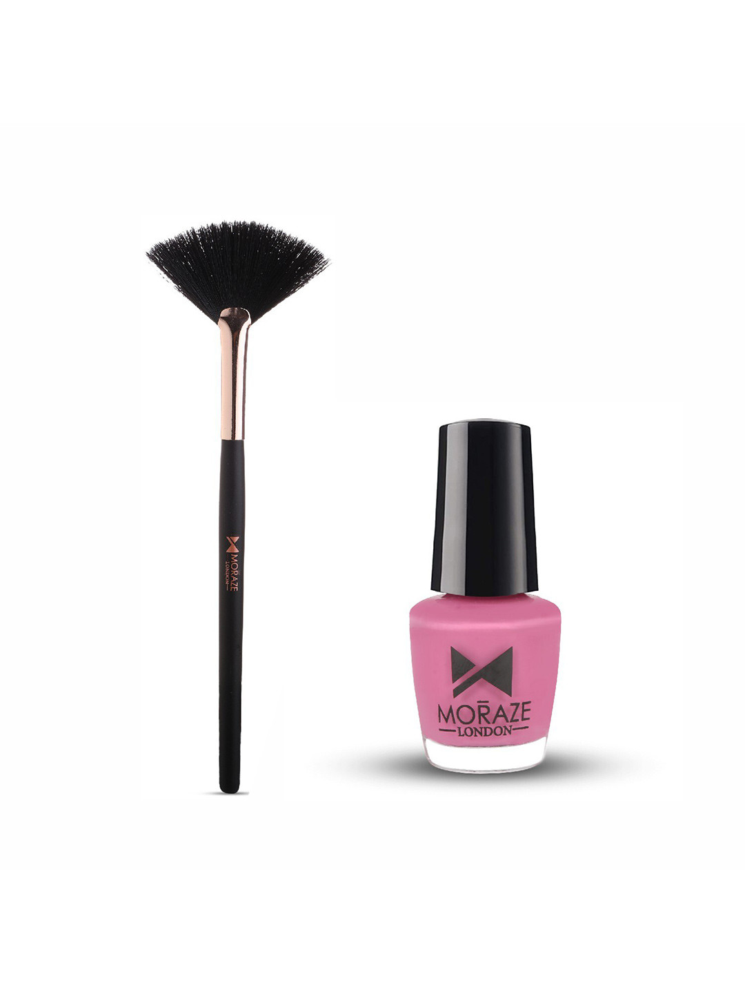 Moraze Set of Nail Paint 5 ml - You Make Me Blush with Fan Brush - Black