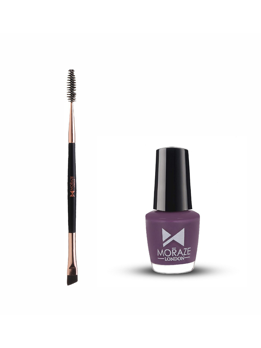 Moraze Set of Nail Paint 5 ml - Purple Pheonix with Double Ended Eyebrow Brush - Black