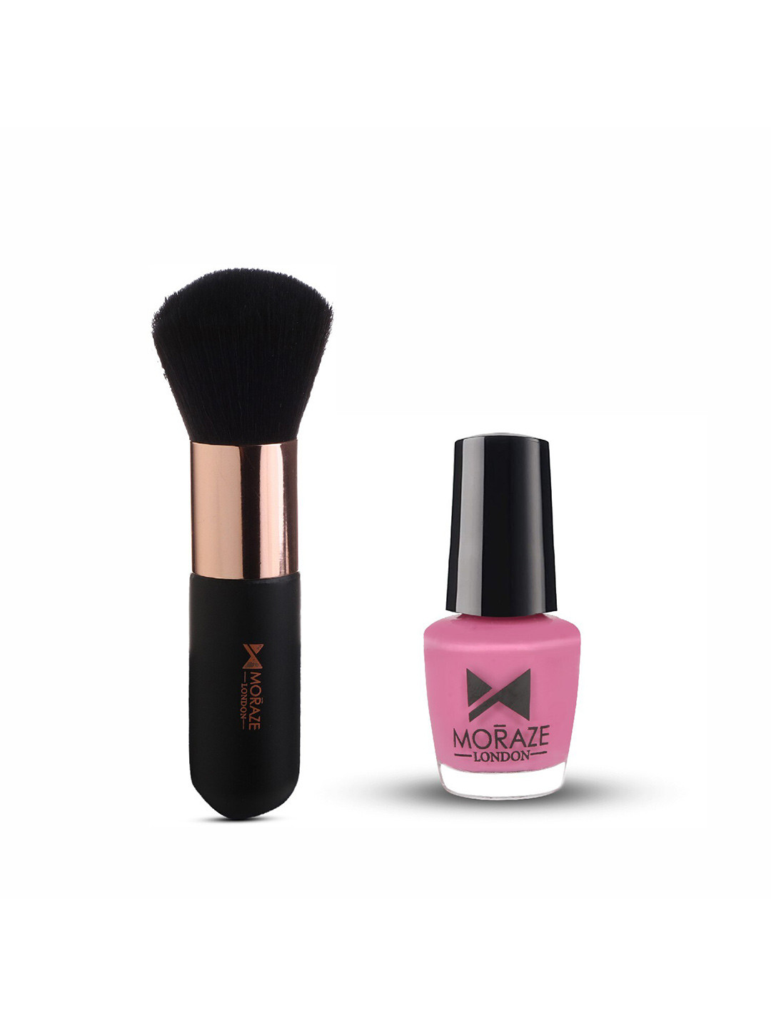 Moraze Set of Nail Paint 5 ml - You Make Me Blush with Kabuki Foundation Brush - Black