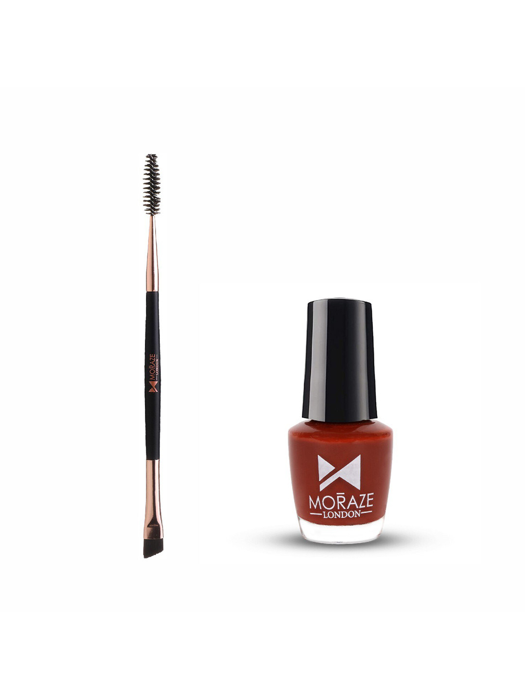 Moraze Set of Nail Paint 5 ml - Haughty Naughty with Double Ended Eyebrow Brush - Black