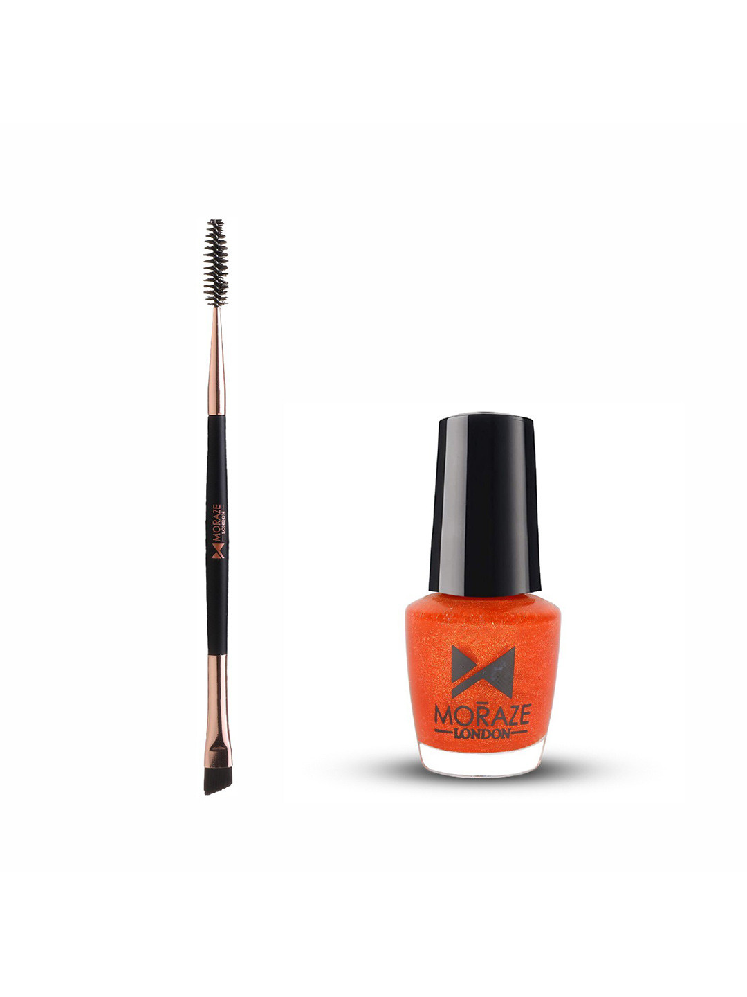 Moraze Set of Nail Paint 5 ml - Ibiza Sunset with Double Ended Eyebrow Brush - Black