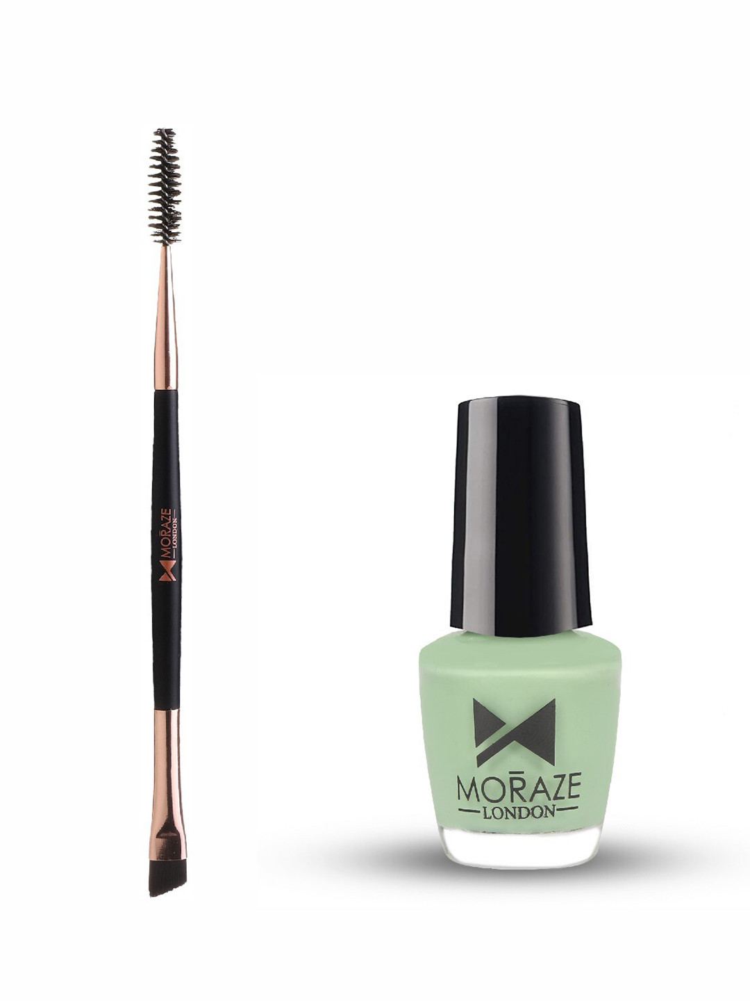 Moraze Set of Nail Paint 5 ml - Crystal Clear with Double Ended Eyebrow Brush - Black